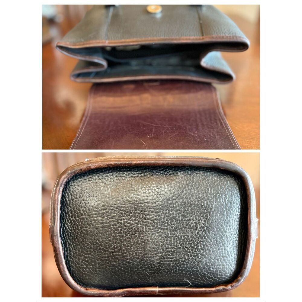 BRIGHTON 🎉2X HP🎉 Vintage Brown & Black Bucket Shoulder Bag/Croc-Embossed Detail - Picture 11 of 14